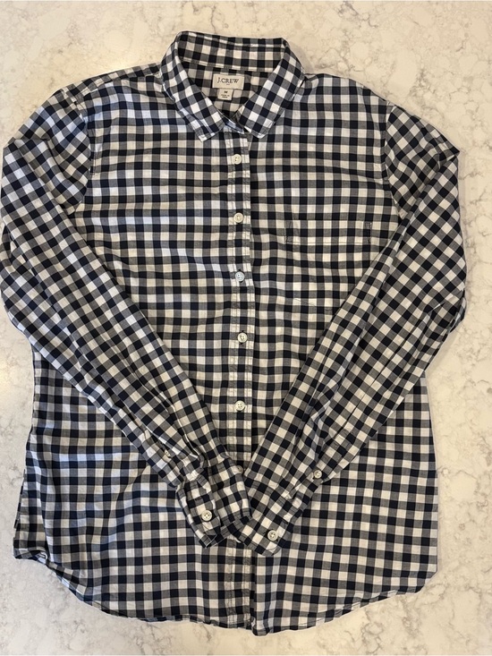J. Crew Tops - J. Crew Navy and White Gingham Button-Down Shirt
